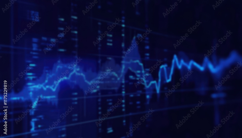 Poster abstract digital finance graph with blue lines representing data analysis and market trends in a mod