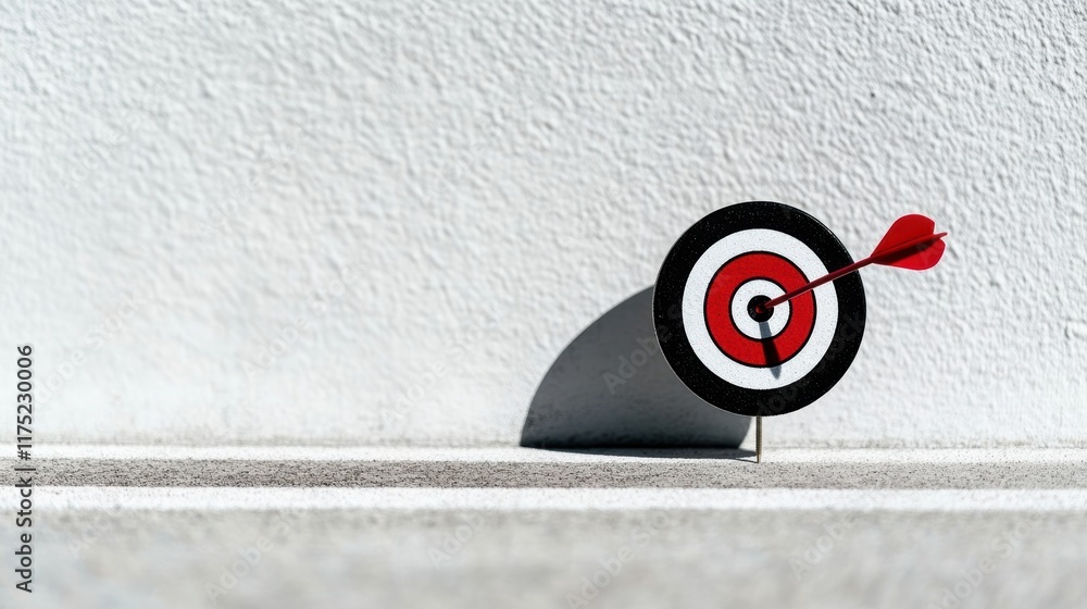 Poster a dart successfully hits the center of a bullseye, symbolizing achievement and focus in target-orien