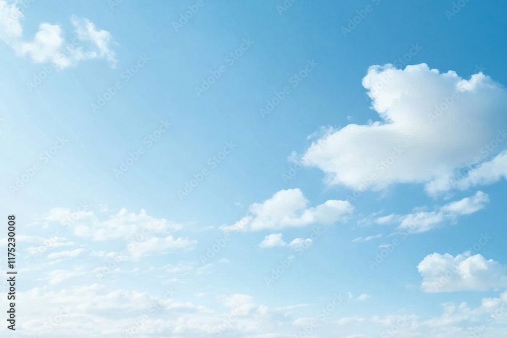 Poster bright blue sky with soft fluffy clouds creating a serene and calming atmosphere perfect for nature-