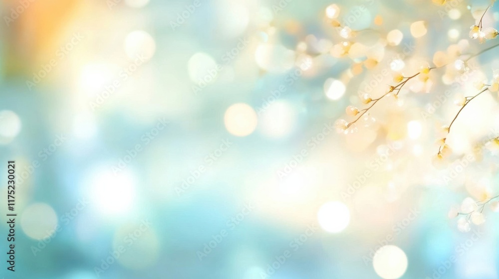 Poster a serene blurred background with soft bokeh lights, evoking a calm and peaceful atmosphere perfect f