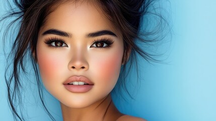 Naklejka premium Beautiful Woman with Dark Hair and Makeup