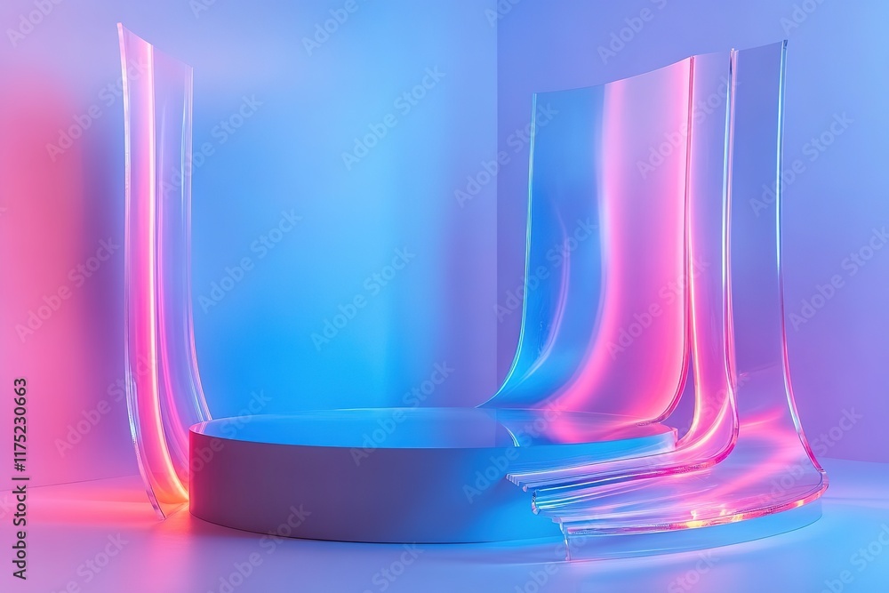 Poster soft glowing waves of color create an ethereal atmosphere in thi