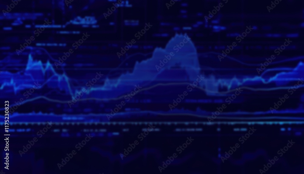Poster abstract digital background featuring blue data graphs and charts, ideal for financial or technologi