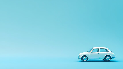 Fototapeta premium Retro small car on a blue background