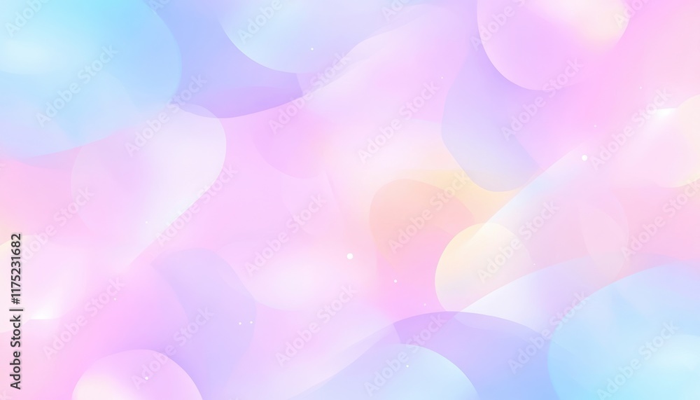 Poster soft pastel gradient background with gentle blurred shapes, creating a dreamy and calming atmosphere