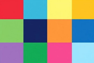 A vibrant grid of colorful squares showcasing a variety of bold hues and shades perfect for modern design projects.