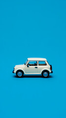 Fototapeta premium Retro small car on a blue background