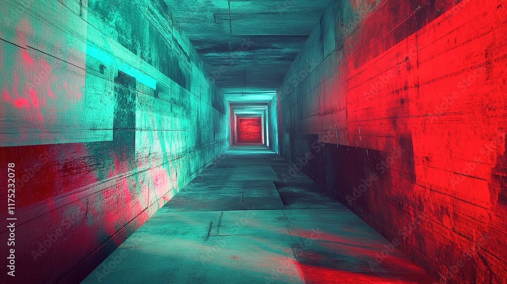 Poster colorful corridor exhibiting dynamic light patterns and abstract