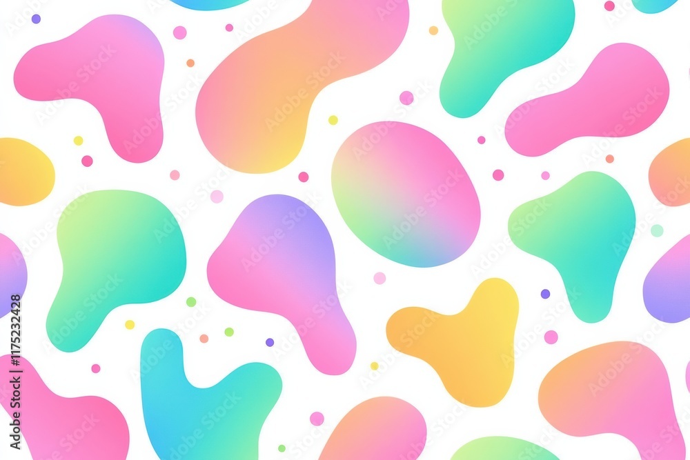 Poster colorful abstract shapes and dots create a vibrant, playful background ideal for design projects and