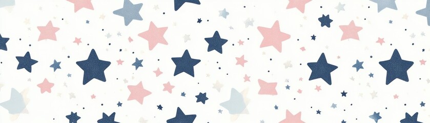Obraz premium A whimsical pattern featuring colorful stars on a light background, perfect for children's decor or festive designs.