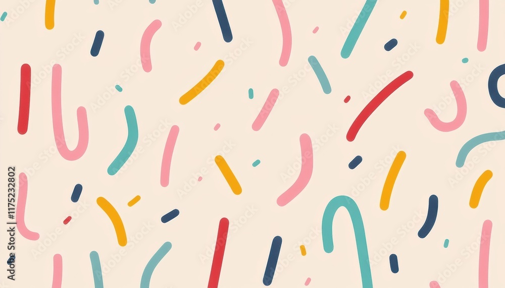 Poster colorful abstract patterns featuring dynamic lines and shapes on a soft background for creative desi