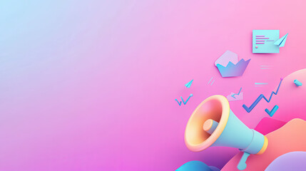 Vibrant Background with Megaphone and Graphical Elements for Marketing