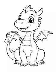 Fototapeta premium Adorable Baby Dragon Coloring Page: A Cute Fantasy Creature