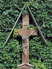 Plastic representation of Christ hanging on the cross