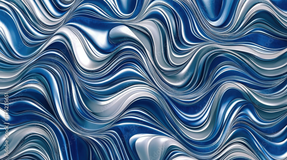 Poster Dynamic Fluid Pattern with Interconnected Waves in Digital Design Concept