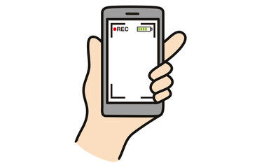 REC画面のスマホを持つ左手のカラーイラスト