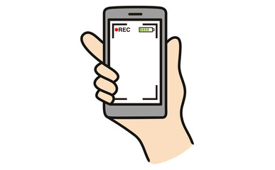 REC画面のスマホを持つ右手のカラーイラスト