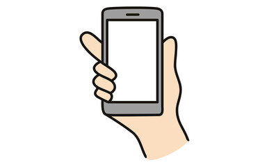 スマホを持つ右手のカラーイラスト