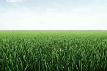 Lush green grass field under bright blue sky during daytime