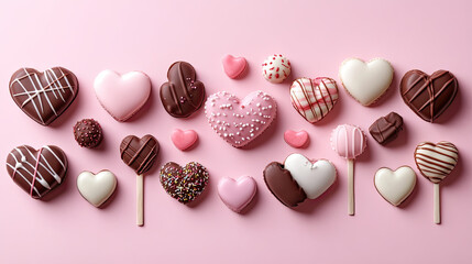 Obraz premium Delicious Assortment of Heart-Shaped Chocolates and Treats