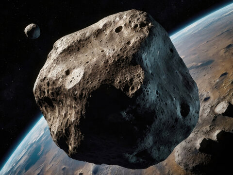Primer plano de un asteroide en el espacio
