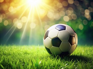 Fototapeta premium Soccer Ball on Grass Field - Sports Background Image