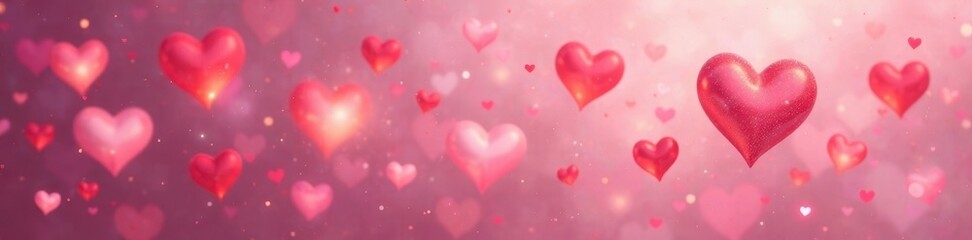 Shimmering hearts float on soft pink, expressing love , design, cute