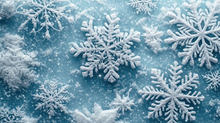 Beautiful Snowflakes on a Blue Background Creating a Winter Scene