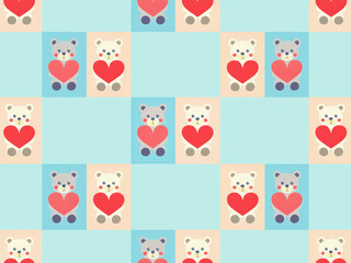 Obraz premium cute bear with heart valentine christmas gift with love nostalgia childhood soft pastel pattern background