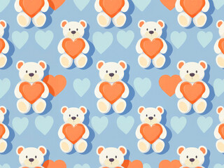 cute bear with heart valentine christmas gift with love nostalgia childhood soft pastel pattern background