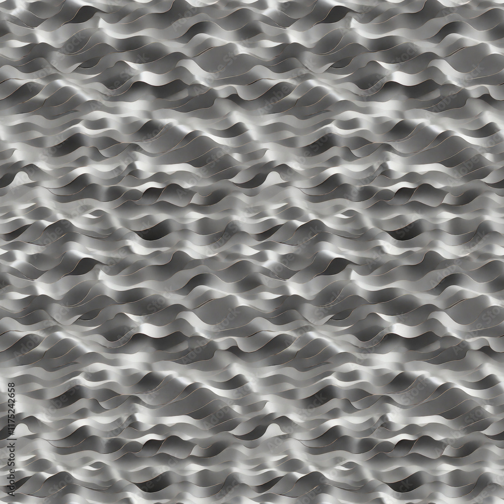 Poster seamless pattern of flowing gray waves for modern and artistic design applications