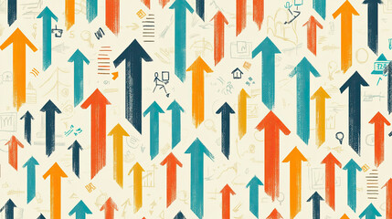 Colorful Hand-Drawn Arrows Pattern for Growth and Success Themes