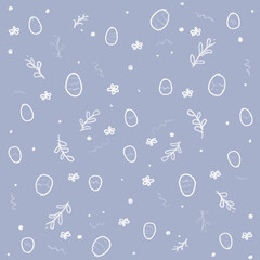 hand drawn easter seamless pattern with eggs, flower. easter card. easter background