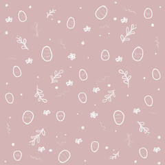 hand drawn easter seamless pattern with eggs, flower. easter card. easter background