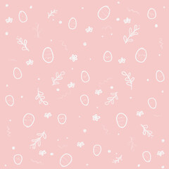 hand drawn easter seamless pattern with eggs, flower. easter card. easter background