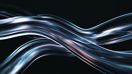 Fluid Lines of Light Dance Gracefully in a Dark Void, Creating a Mesmerizing Light Display That Captivates the Senses