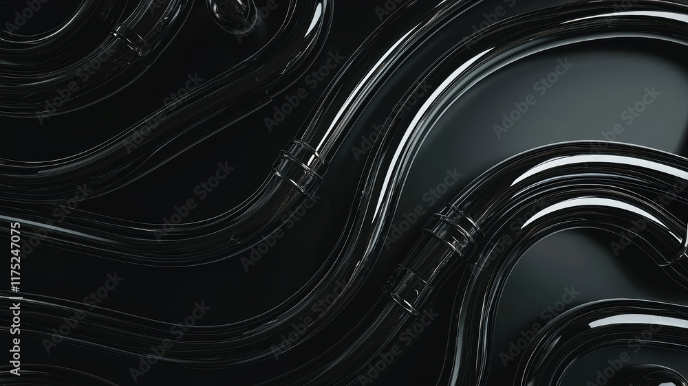 Aufkleber curves and shadows in a dark abstraction with semi-transparent shapes flowing elegantly