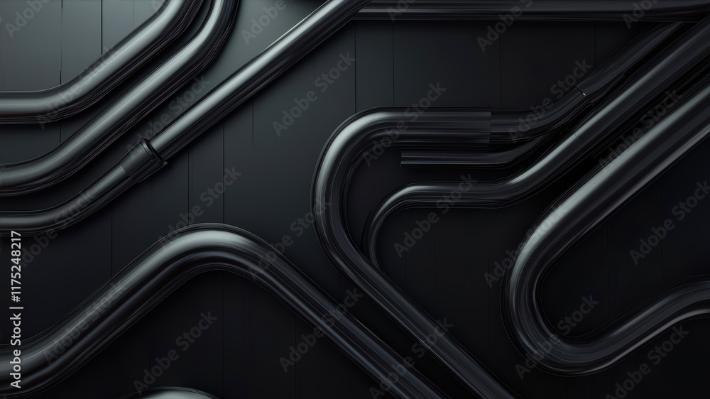 Aufkleber dynamic flow of semi-transparent tubes against a dark background creates an intriguing visual rhythm