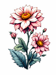 Obraz premium Cartoon bouquet of flowers on white
