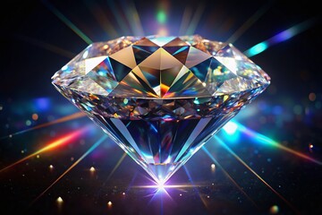 Sparkling Diamond Aerial View, Isolated Gemstone, Luxury Jewel, Brilliant Cut, Precious Stone