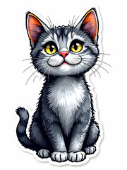 Cartoin cat sticker on white