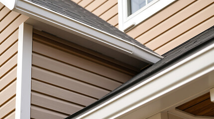 Fototapeta premium House Exterior Siding, Gutters, and Roof Detail