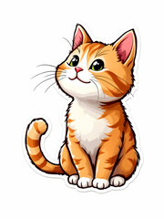 Cartoon red cat with a smile sticker