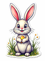 Fototapeta premium Easter bunny with eggs sticker