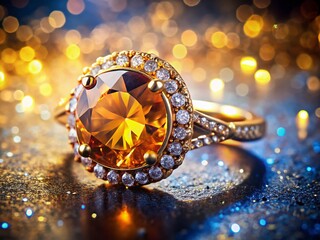 Fototapeta premium Sparkling Gemstone Ring: Candid Close-Up Photography