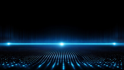 Obraz premium Dynamic blue spectrum lights tech black party club neon lights abstract wave technology background for webside degine