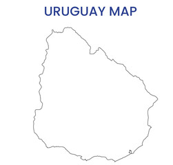 High detailed map of Uruguay . Outline map of Uruguay . South America