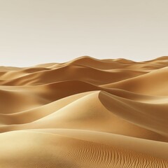 Endless golden dunes under a clear sky in a vast desert landscape