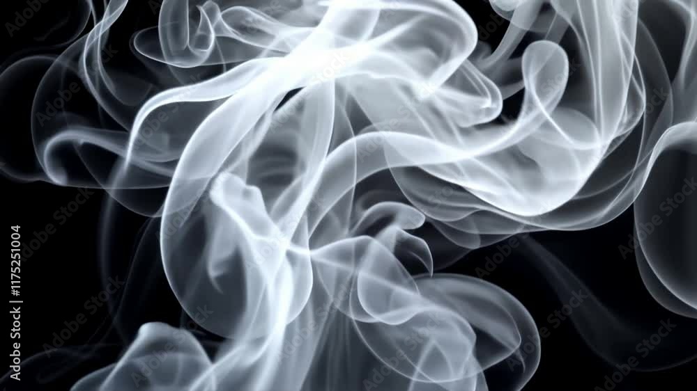 Poster ethereal smoke flowing in graceful patterns on a dark background for visual art and design