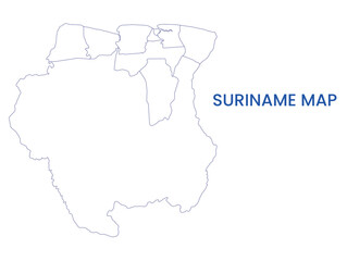 High detailed map of Suriname. Outline map of Suriname. South America